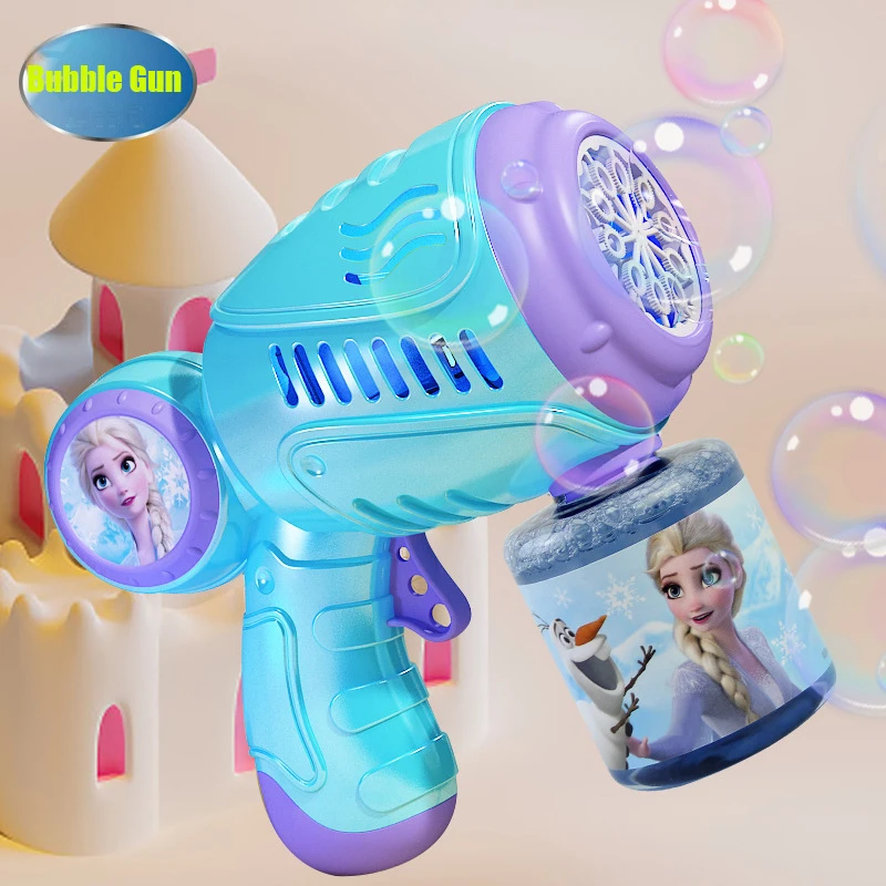 Minnie Mouse， Electric Bubble Gun Kids Toy Bubbles Machine Automatic Soap Blower Light Summer Outdoor Party Games Children Gift