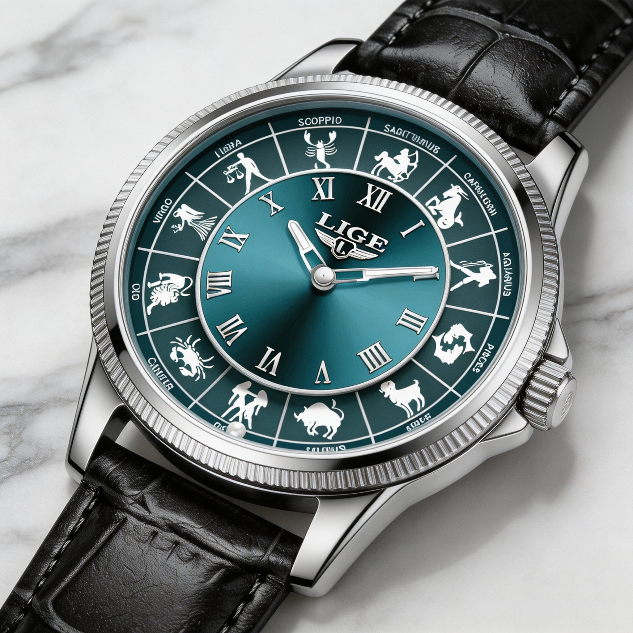 LIGE Top Band Quartz Man Watch Fashion Luxury Creative Constellation Dial Design Leather Casual Life Waterproof Watches for Men
