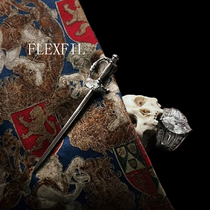 FLEXFIL Luxurious for mens Tie Clip Brand Necktie sword Male High Quality Classic Vintage brooch Wedding Charm Tie Clip NEW