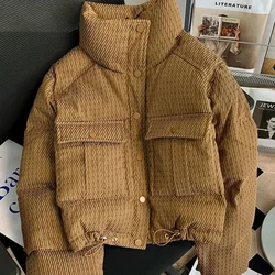 Fashion Down Cotton-Padded Jacket Women's Winter Short Korean Version High Waist Jacket Padded Warm Loose Cotton Coat Tide