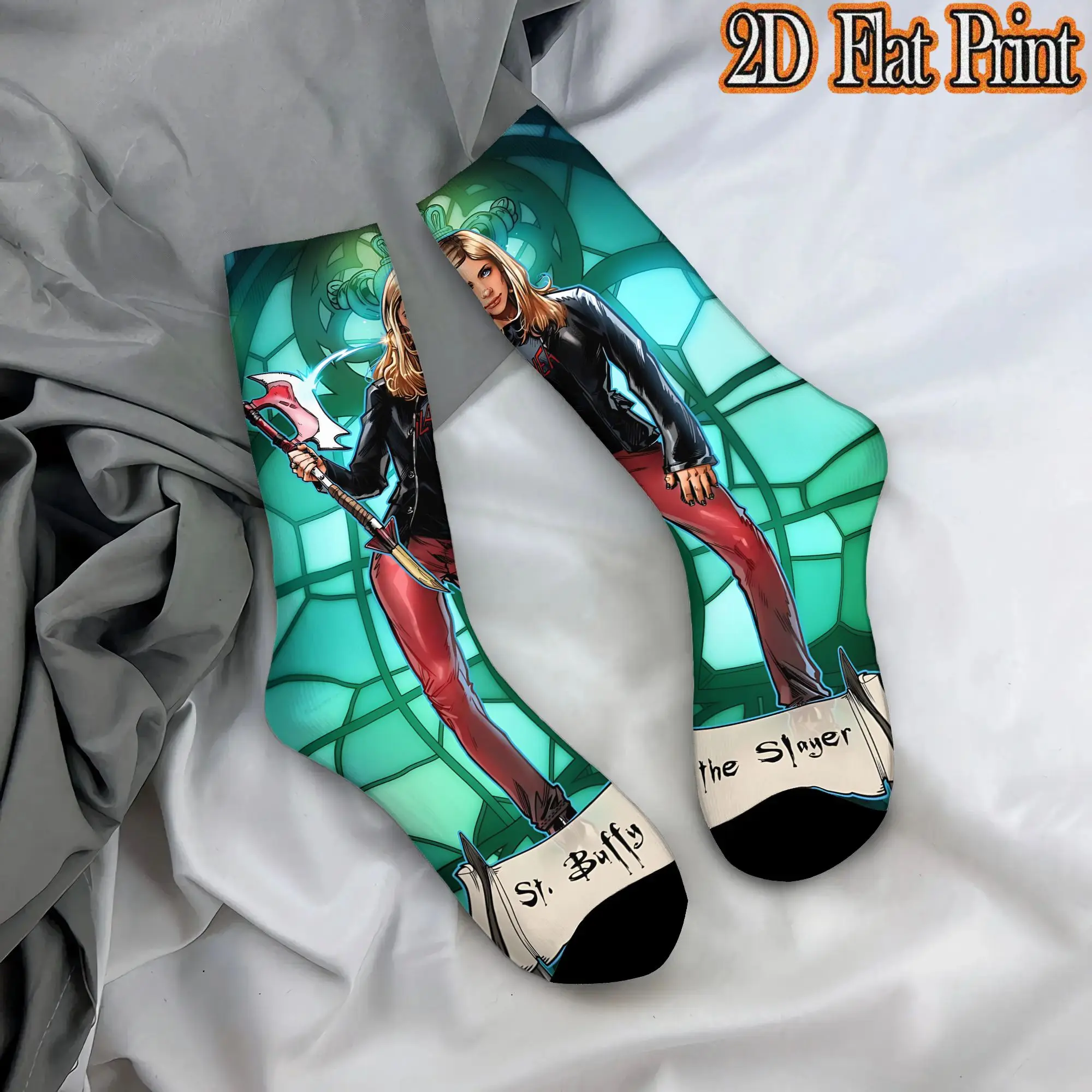 Fashion Vintage Vampire Slayer Buffy  Men's  Mid-calfSock Unisex  Funny Mid-Calf Socks