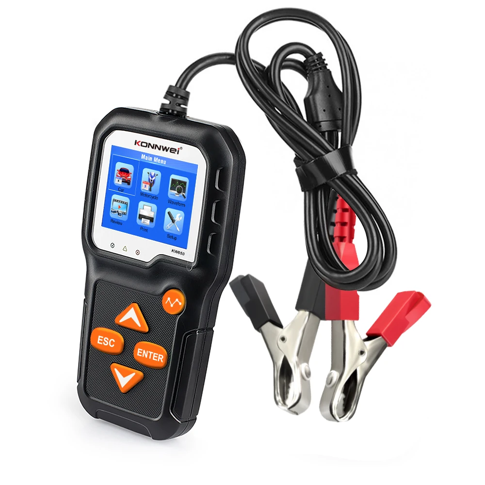 KW650 Motorcycle Car Battery Tester 6V 12V Graphical Automatic Battery 2000CCA Charging Cranking System Wavefrom Analyzer Tools