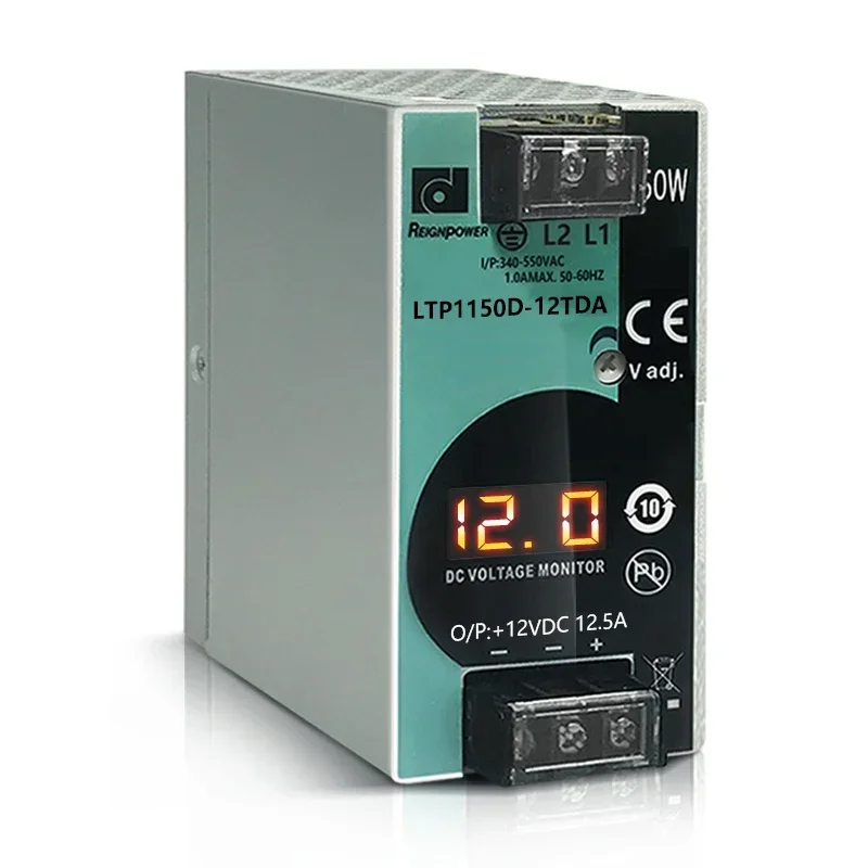 Reignpower 150W 48V 12V 24V Trójfazowy zasilacz prądu przemiennego na prąd stały na szynę DIN Zasilacz przemysłowy 48Vdc