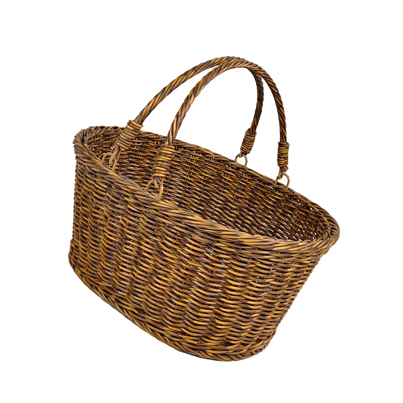 Woven Basket Storage,Rustic Empty Picnic Basket with Handle Braided Organizer for Gathering Holiday Party Favors Harvesting Home