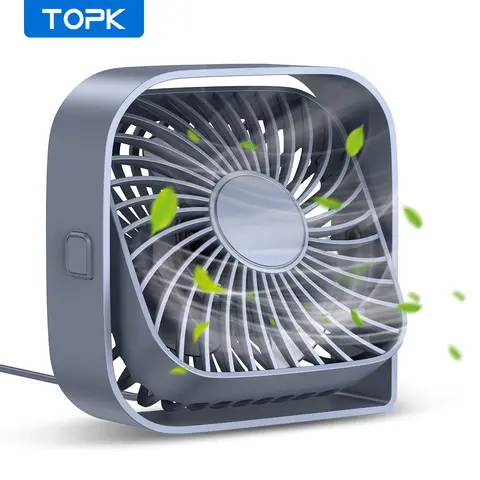 TOPK USB 데스크 팬, 미니 팬 휴대용, 3개 속도 데스크탑 테이블 냉각 팬, 방 홈 데스크탑 사무실을 위한 조용한 개인 소형 팬