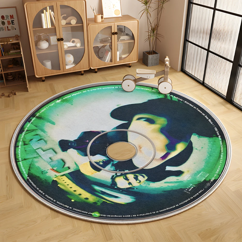 

Cartoon Round CD Carpet Music Records Area Rug Personalized Round Area Rug Non Slip Area Rugs