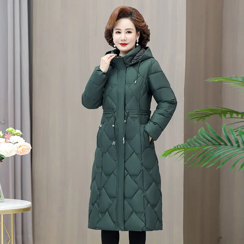 

New Loose Cotton Padded Winter Hooded Long Parkas Women Cotton Snow Wear Overcoat Thicken Warm Side Split Jackets LX471