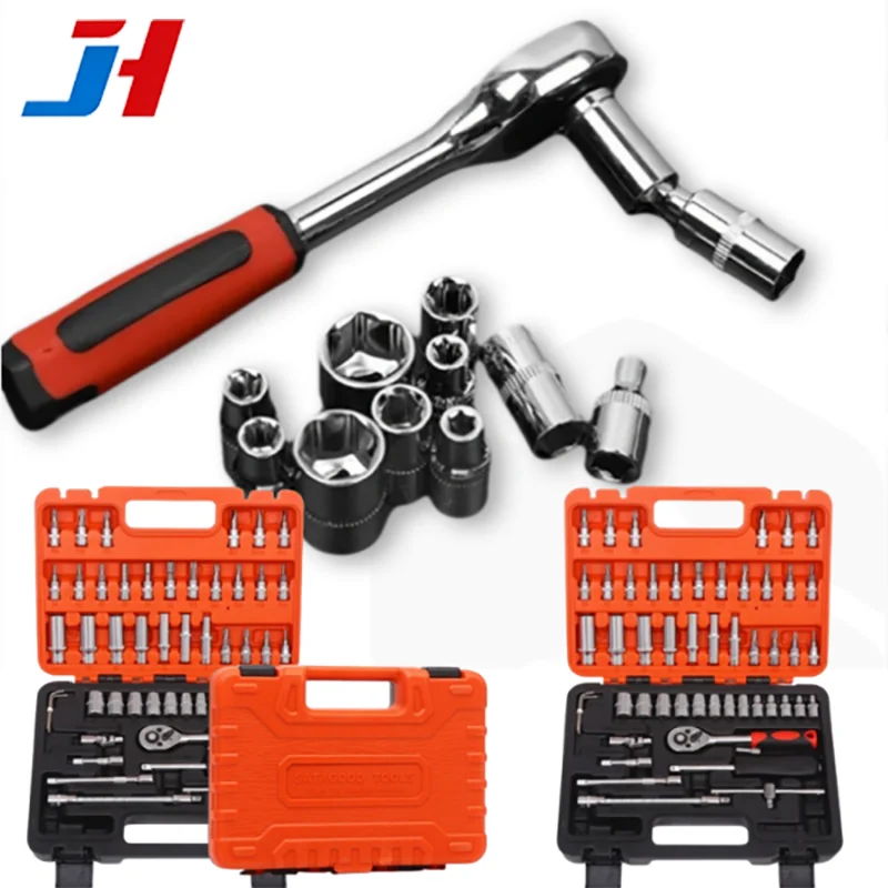 

53PCS Sleeve Car Repair Tool Kit Socket Set Ratchet Torque Wrench Combo Motorcycle Vehicle Maintenance Auto Repairing Tool Set