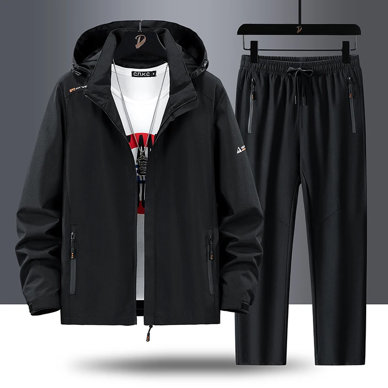 

Men Hooded Sportswear Sets Male Spring Autumn Tracksuit 2 Piece Sets Sports Suit Jacket+Pant Sweatsuit Male Fashion Clothing