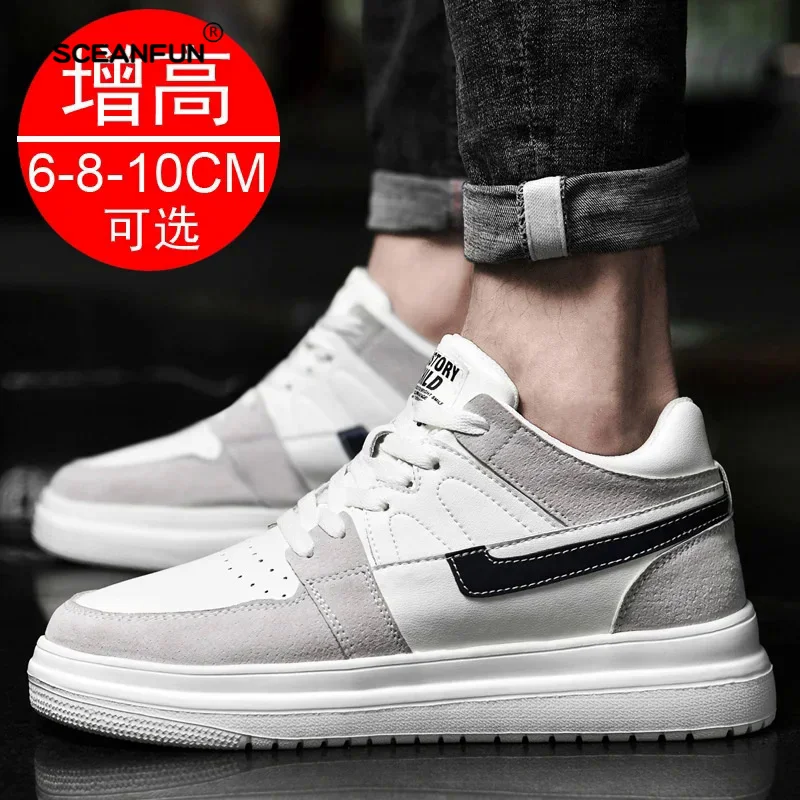 Tênis com aumento de altura respirável para homens, sapatos elevadores, sapatos de skate, esportes masculinos, 6cm, 8cm, 2024