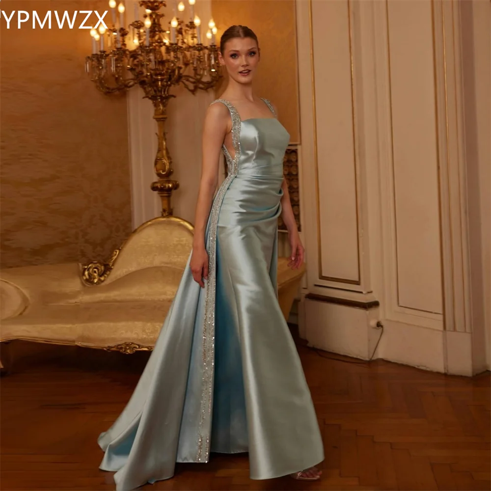 

Customized Prom Gown Evening Women YPMWZX Square Collar Mermaid Floor Length Skirts Fold Draped Sequin Bespoke Occasion Dresses