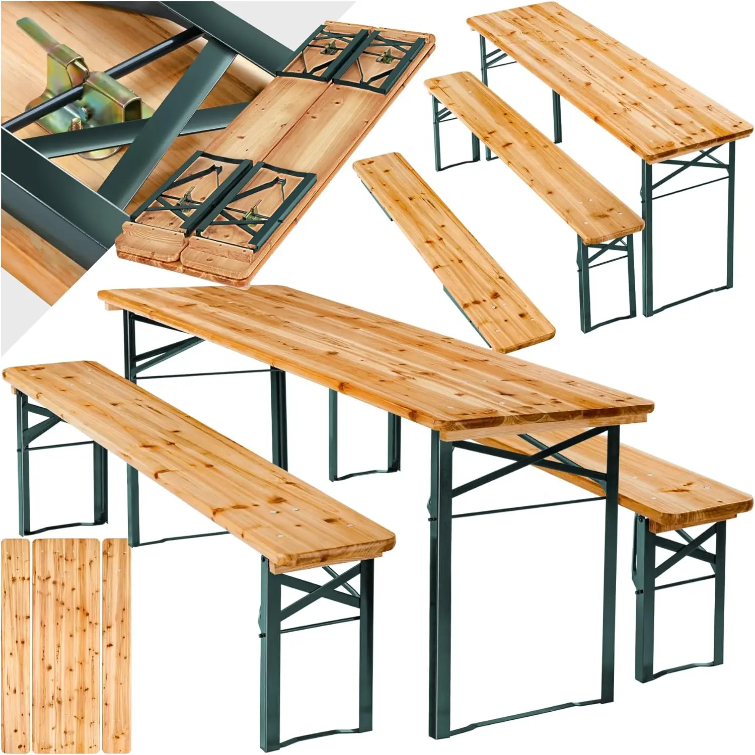 Bierzeltgarnitur Klappbar, Biertisch Klapptisch Mit 2X Bierbank, Gartenmöbel-Set, Campingzubehör, Klapptisch Esstisch, Camping