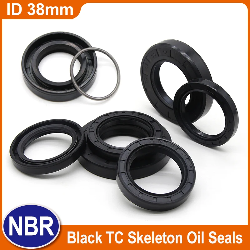 TC NBR Oil Seal ID 38mm OD 50mm ~ 72mm THK 7/8/10/12mm Nitrile Rubber Oil Resistant Double Lip Skeleton Rotating Shaft Gaskets