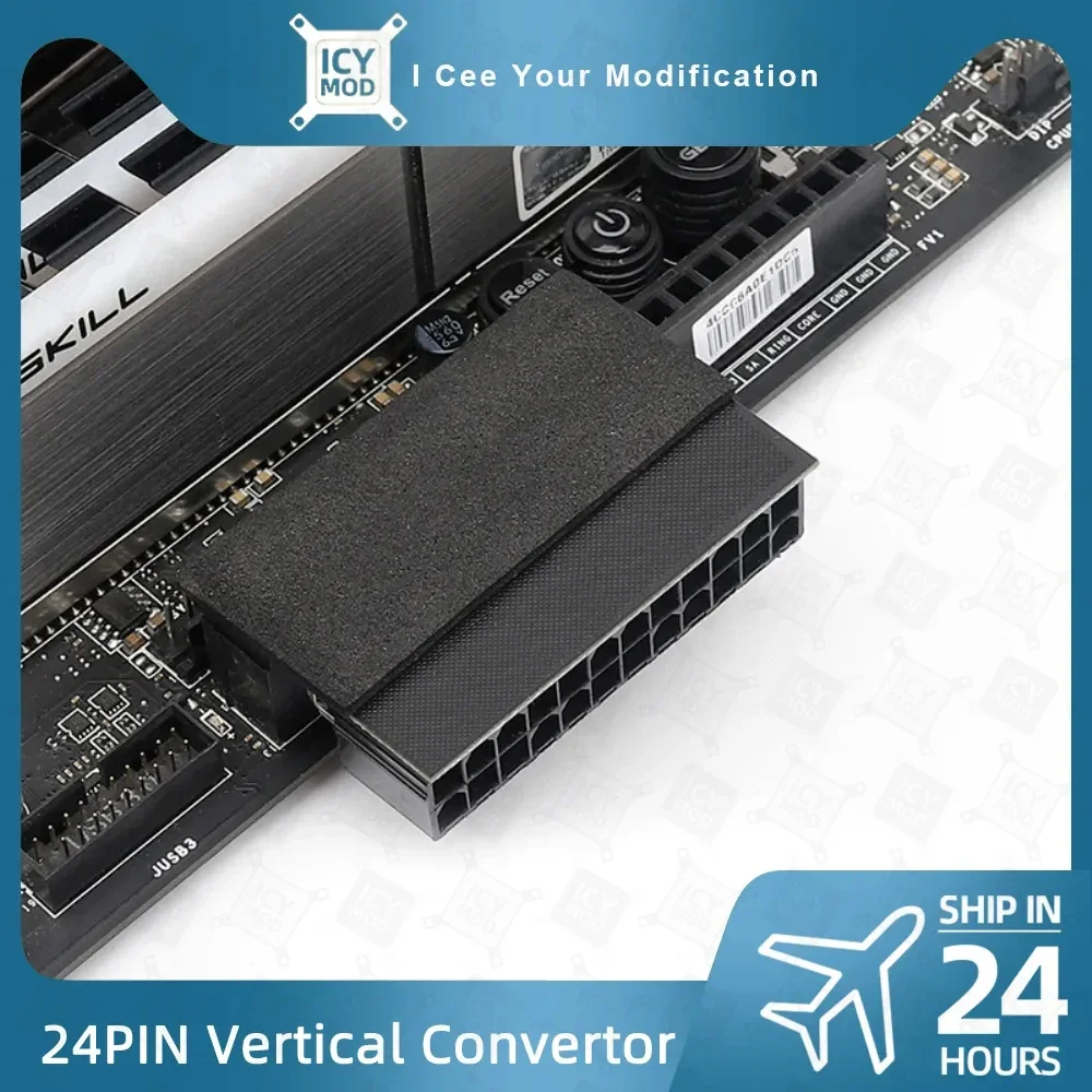 Motherboard 24PIN Converter Lighting Vertical Power Supply 24P To 90 Degree MOBO Adapter Connector Steering Head Installation