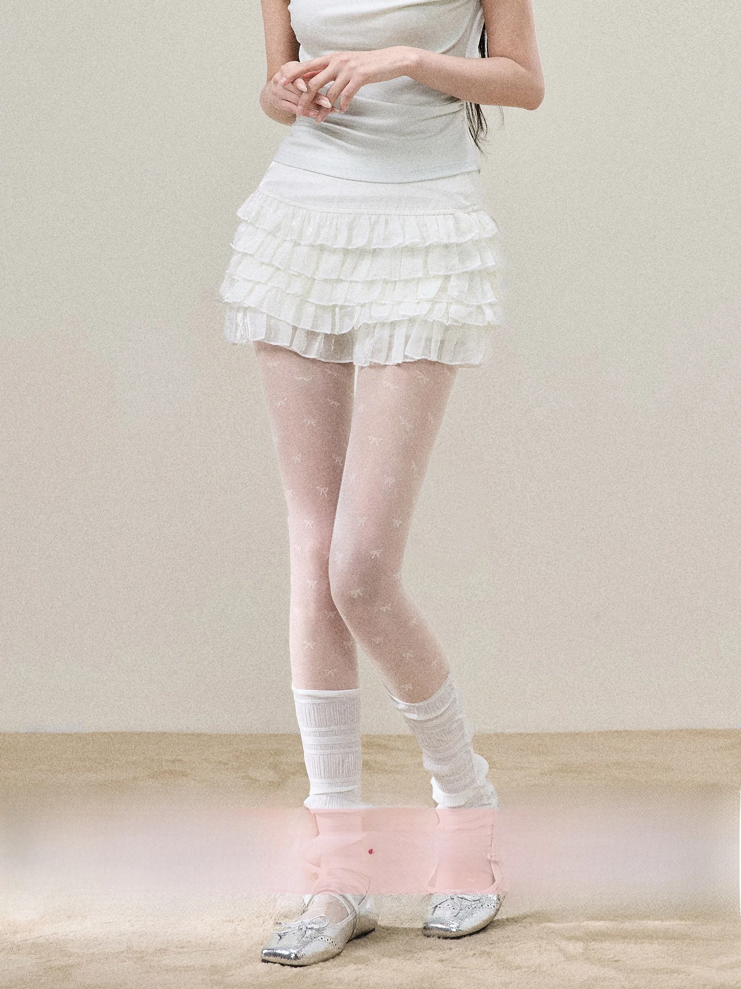 

BBT Sweety Peach Color Satin Mesh Cake Skirt Women's Half Skirt Slimming Short Skirt Comfortable High Waist Polyester Nylon