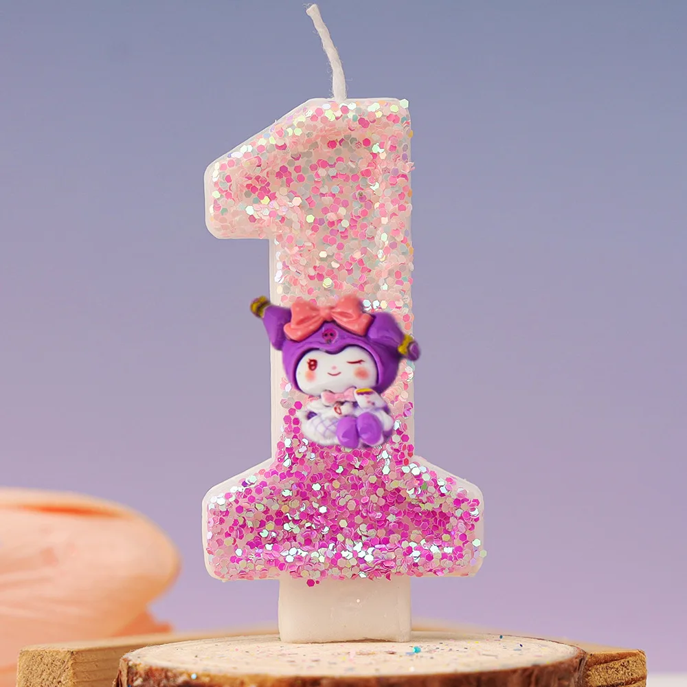 Candela di compleanno Kawaii Kuromi Numero Sanrio Candele Decorazione torta di compleanno Candele per feste di anniversario Forniture per decorazioni di scene