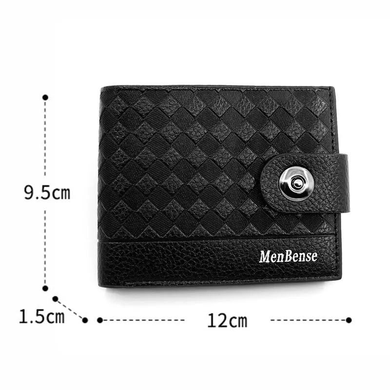 2022 New Short Men Wallets Simple Coin Pocket Name Engraved Male Purses Card Holder Magnetic Buckle Design Slim Men\'s Wallet