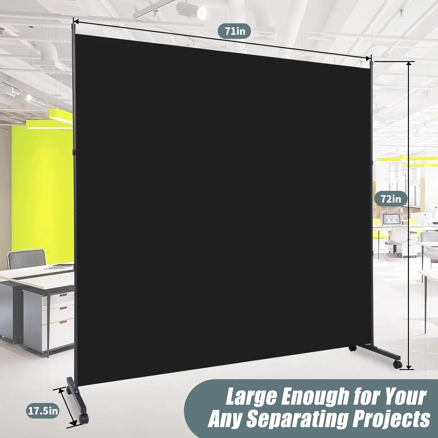 Room Divider Single Panel Privacy Screen W/Wheels, 71'' Wide Portable Room Divider Screen, Upgrade Fabric Wall Divider