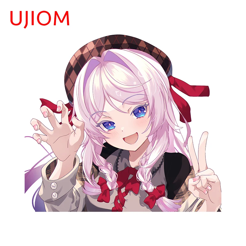 UJIOM 13cm × 7.4cm Genshin Impact Peeker Kawaii Wall Sticker Pink Hair Anime Girl Decals Waterproof Living Room Decoration