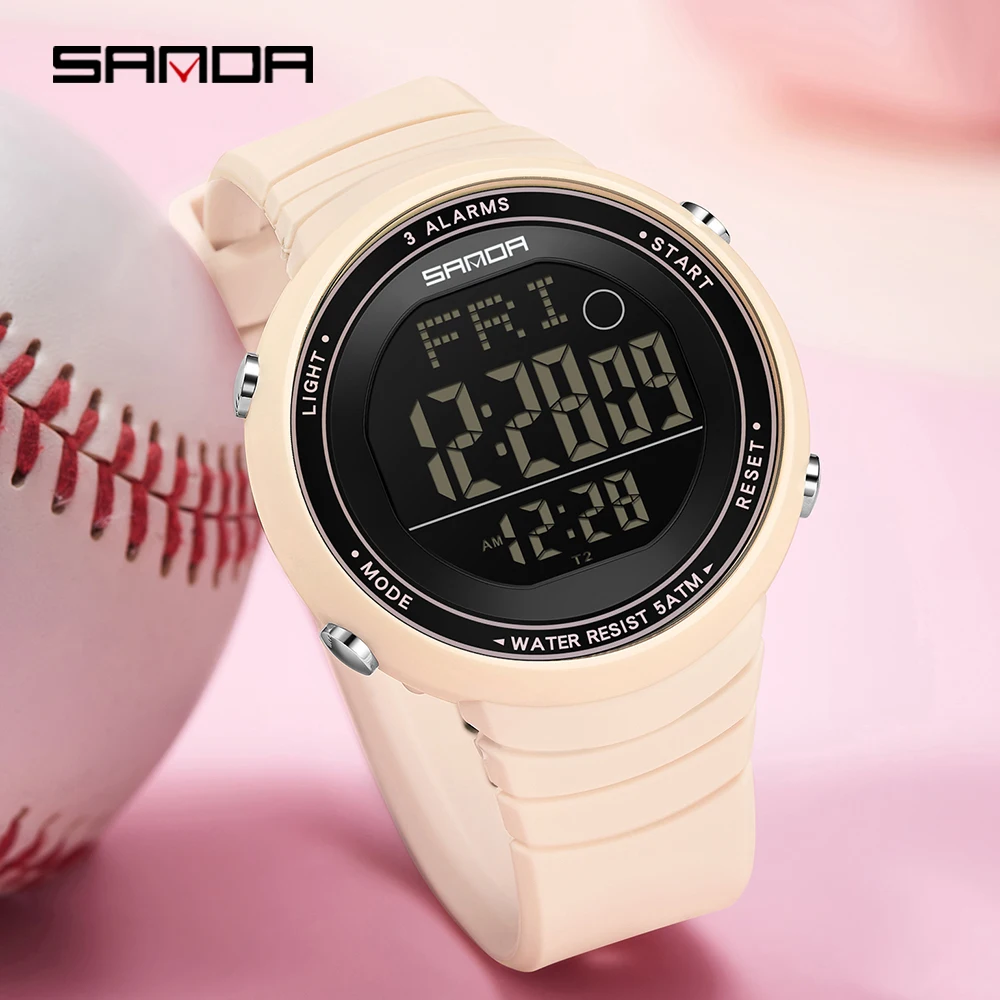 

SANDA 2026 New 9073 Luxury Fashion Women's Watch with Large Dial Waterproof LED Student Digital Electronic Watch