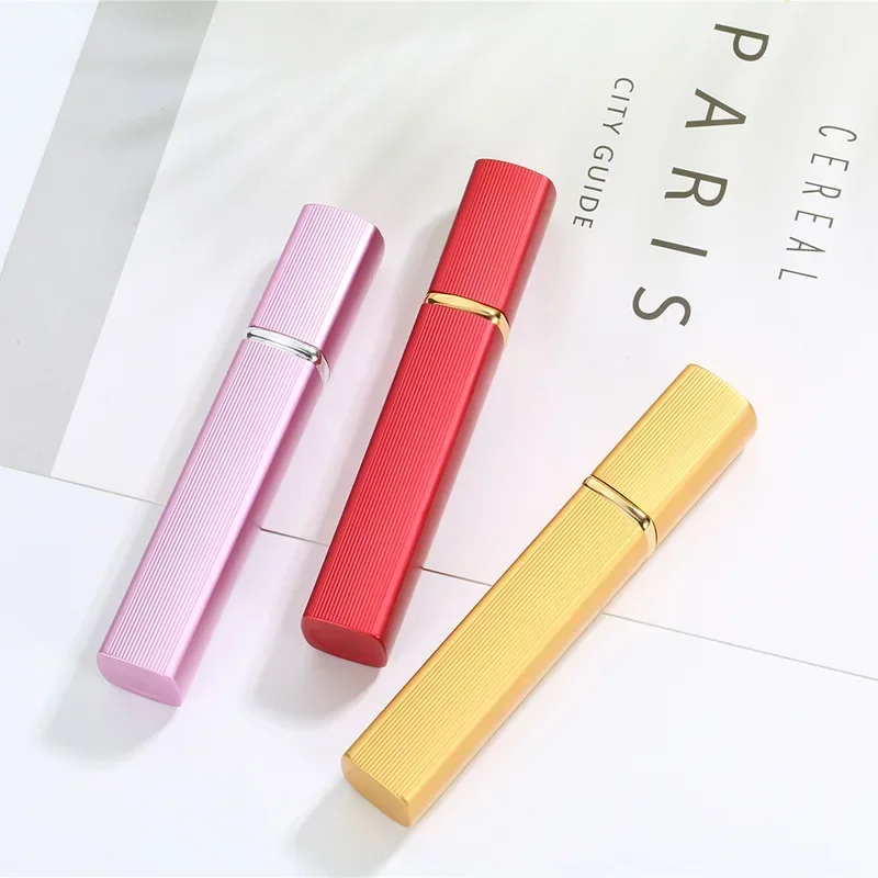 1pcs 6 Color Metal Case Glass Tank Perfume Bottle Aluminum Nozzle Spray Refillable Bottle Parfum Cosmetic Glass Container 12ml