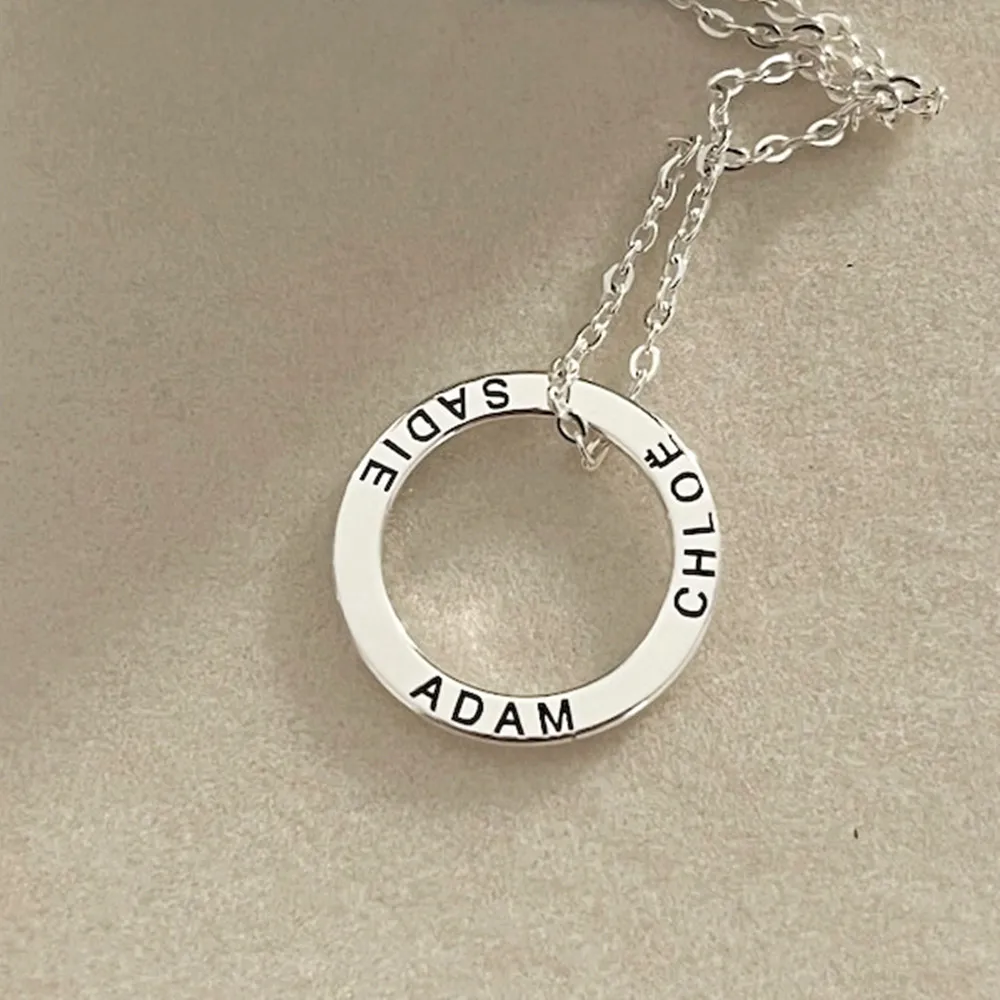 

Personalized Geometry Circle Necklace Stainless Steel Custom Engraved Nameplate Pendant Family Jewelry For Mom Mother's Day Gift