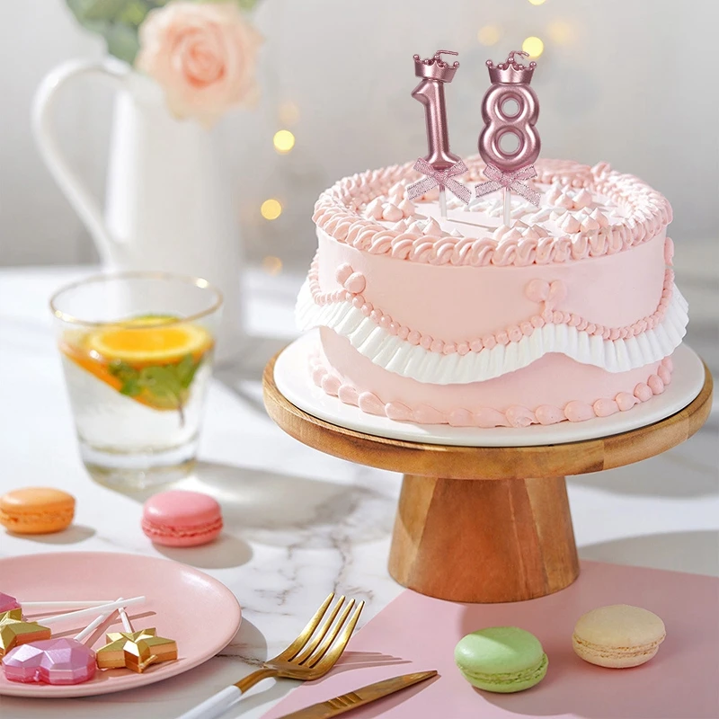 شمعة ثلاثية الأبعاد باللون الوردي لعيد الميلاد رقم شمعة فتاة عيد ميلاد سعيد كعكة توبر الخبز الاحتفال التذكاري ديكور حفلات الذكرى السنوية