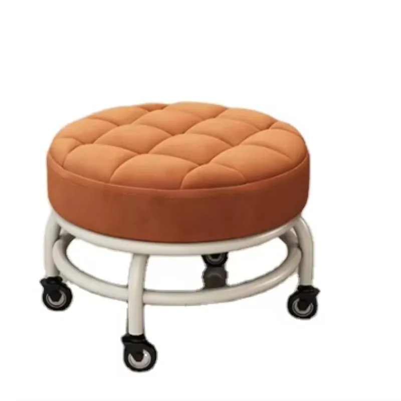 Comfortable Rolling Scoot Stool With 360 Degree Rotating Pu Stool for Children Moving and Housework