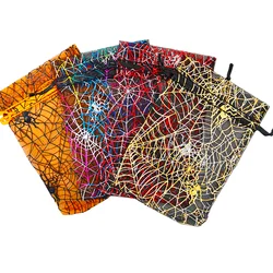 25/50/100pcs Halloween Organza Gift Bag Colorful Spider Web Printing Packaging Gift High Quality Drawstring Candy Bag