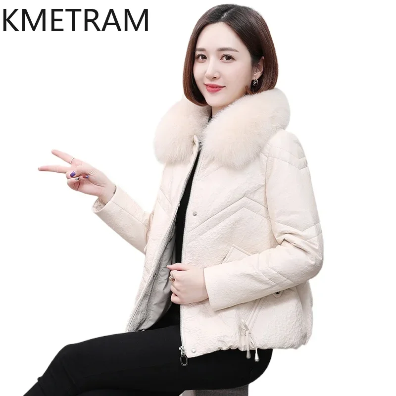 

100% Sheepskin Down Coats Women Clothing New in Outerwears Fox Fur Collar Puffer Jacket Woman 2024 Winter Short Jackets пуховик