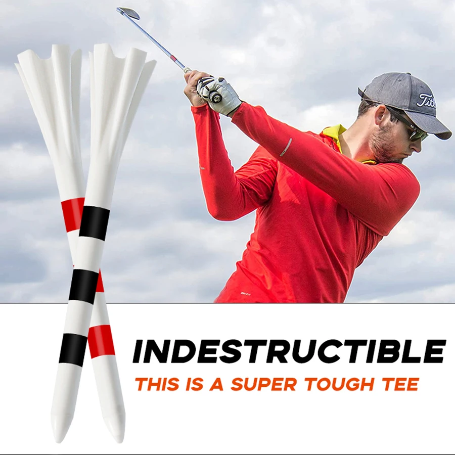 Supports de tees de golf incassables avec échelle d\'impression, t-shirts de golf à friction, rotation latérale en plastique, tee à 5 dents,