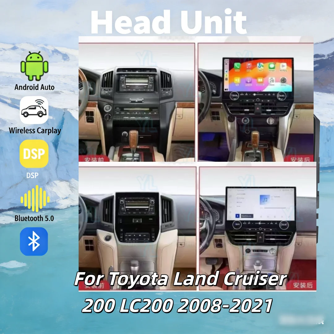 

CY 19.8" Big Qled Smart Screen Android 13 Car Radio For Toyota Land Cruiser 200 LC200 2008-2021 Stereo Video Wireless CarPlay BT