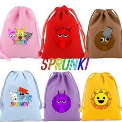 Sprunkis Drawstring Bag Cartoon Key Storage Bags Cute Game Figure Print Drawstrings Pouch Large Capacity Birthday Gift Pockets