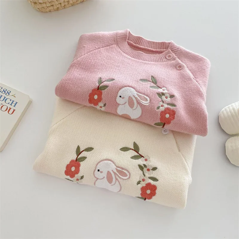 Newborn Little Girl Cartoon Sweater 0-5 Years Old Pullover Children's Clothing Girls Cute Knit Top Baby Autumn Clothing