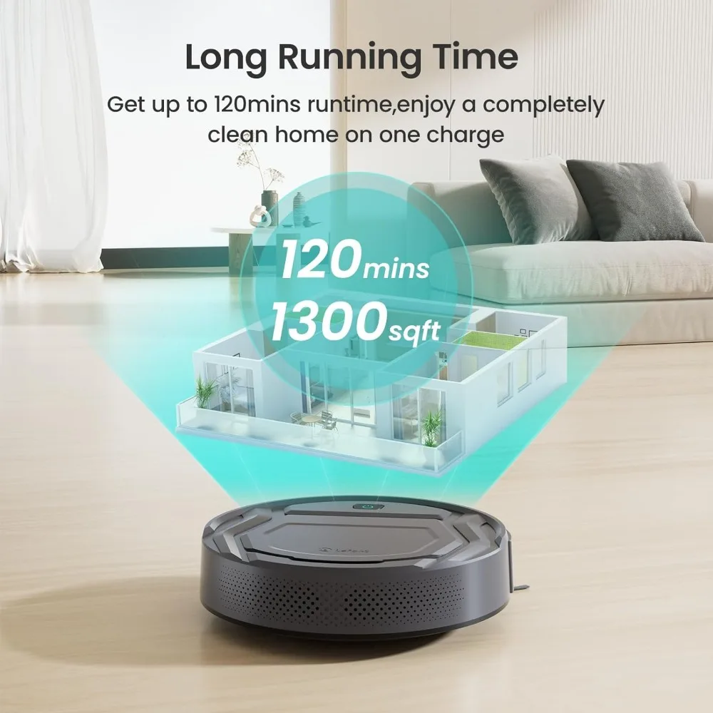 Robot Vacuum Cleaner, Tangle-Free 2200Pa Suction Power, 120 Minute Run Time, Auto Charging, WiFi/APP/Alexa, Vacuum Cleaner