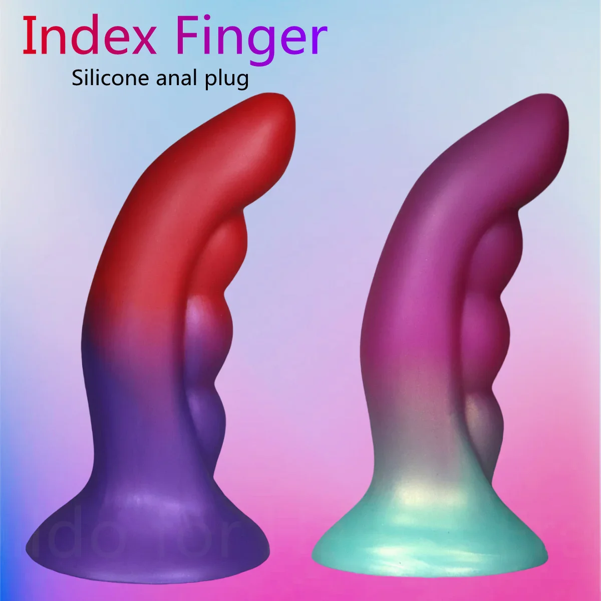 6.3inch Colorful Big Index Finger Shaped Gradient Color Alien Fantasy Knot Silicone Luxury Dildos Soft Anal Butt Plugs Sex Toys