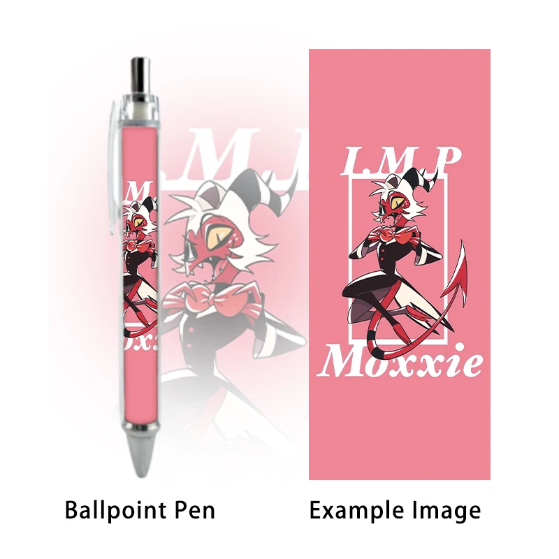 2PCS Helluva Boss Ballpoint Pen LMP Moxxie Caneta Kawaii Anime Movie Black Refills Stationery Writing School Supplies Student