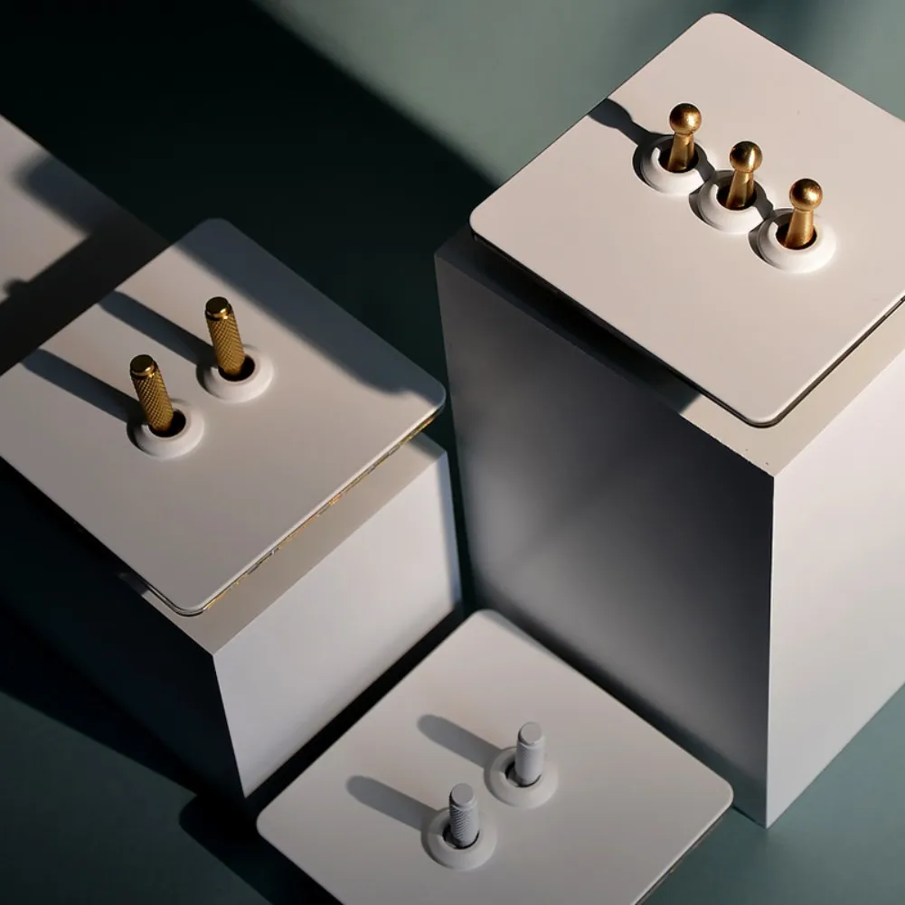 

Wall Switch 86-Type Stainless Steel Socket Panel Matte White Brass Lever Wall Toggle Light Switch Stylish Versatile Lighting