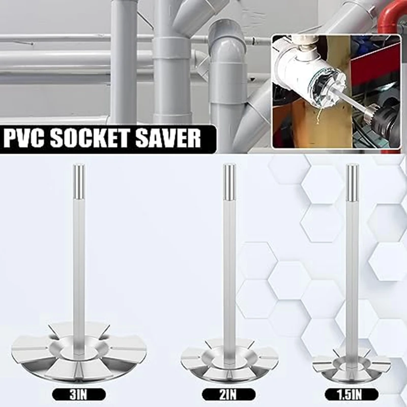 3 Piece PVC Fitting Socket Saver Metal Sturdy Plumbing Fitting Saver For 1/2Inch Variable Speed Power Drill