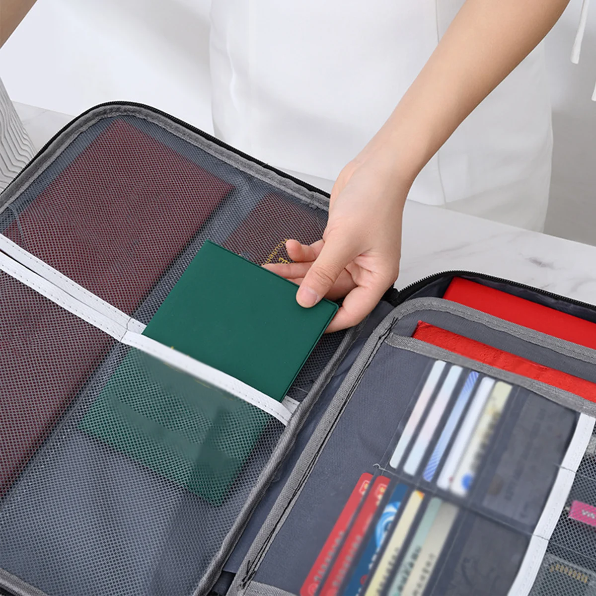 

3-Layer Document Bag Portable File Storage Organizer Case For Travel Business Files Certificates U Disk Money Passport
