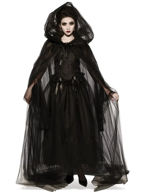 New Halloween costume adult magic wizard robe ghost bride death vampire black cloak cloak suitable for any figure