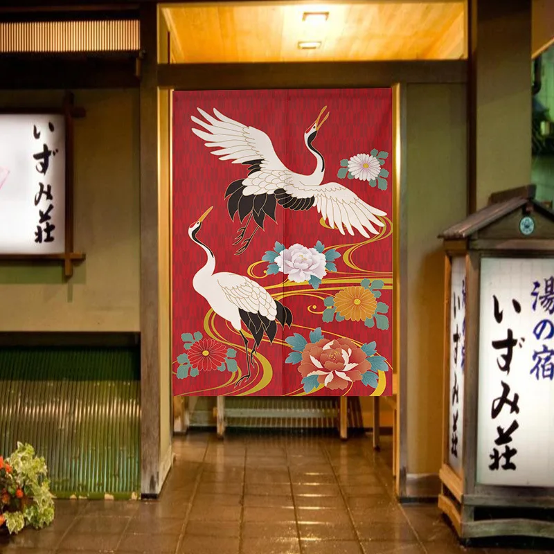 Japanese Style Door Curtain Cotton Linen Cherry Blossoms Curtain Kitchen Doorway Restaurant Decor Noren Partition Half-curtain