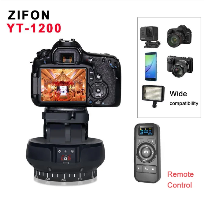 ZTFON YT-1200 Control Remoto Pan Tilt Motorizado – Estabilizador De Video Con Alcance De 100 Metros Para GoPro, Smartphone Y Cámaras