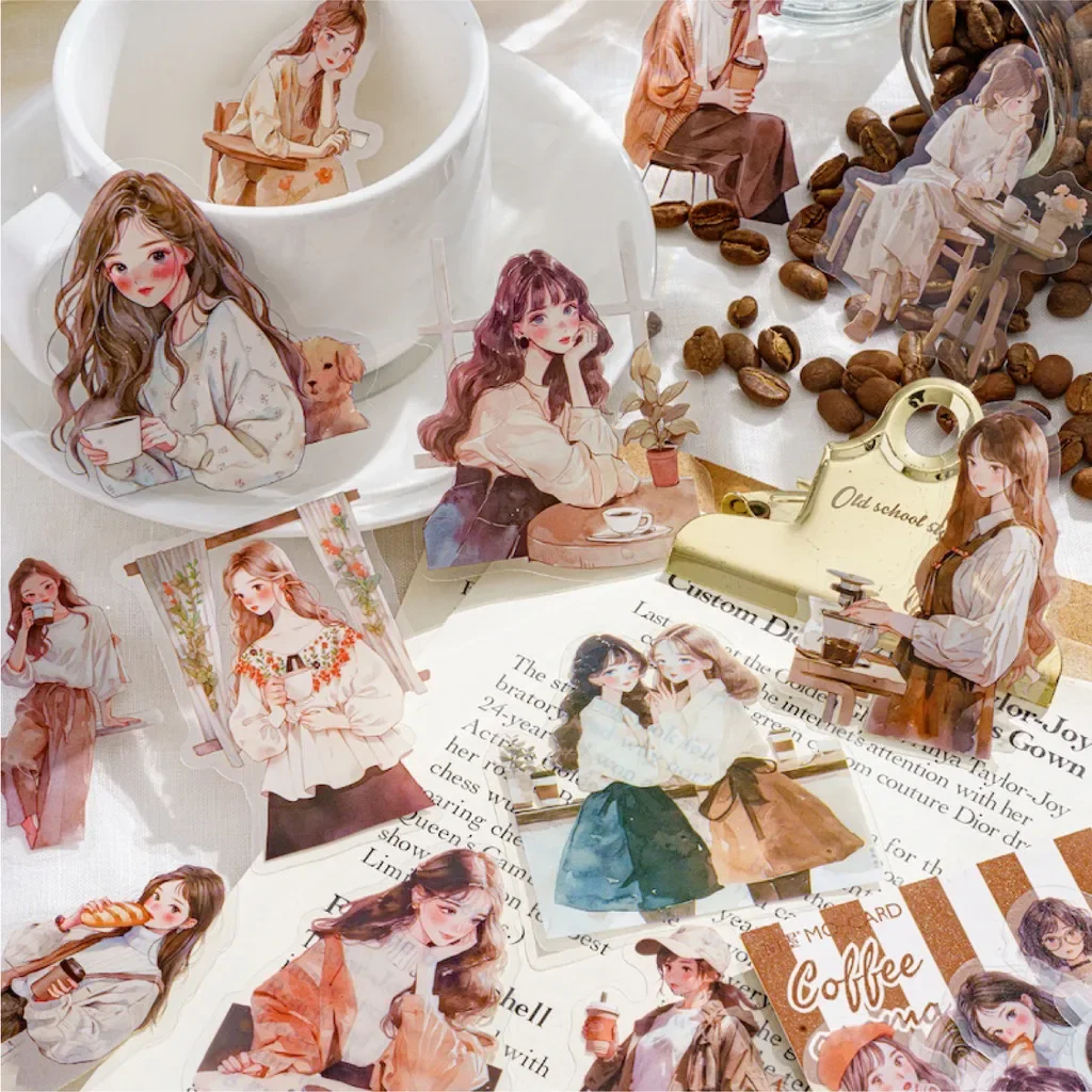 30pcs/pack Cute Cartoon Girl Stickers DIY Scrapbooking Collage Junk Journal Creative Stationery Craft Stickers