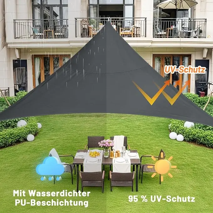 Rectangular Sun Shade Sail with 4 Reinforced Metal D-rings UV Protection Waterproof Shade Cloth for Outdoor Garden Patio Pool