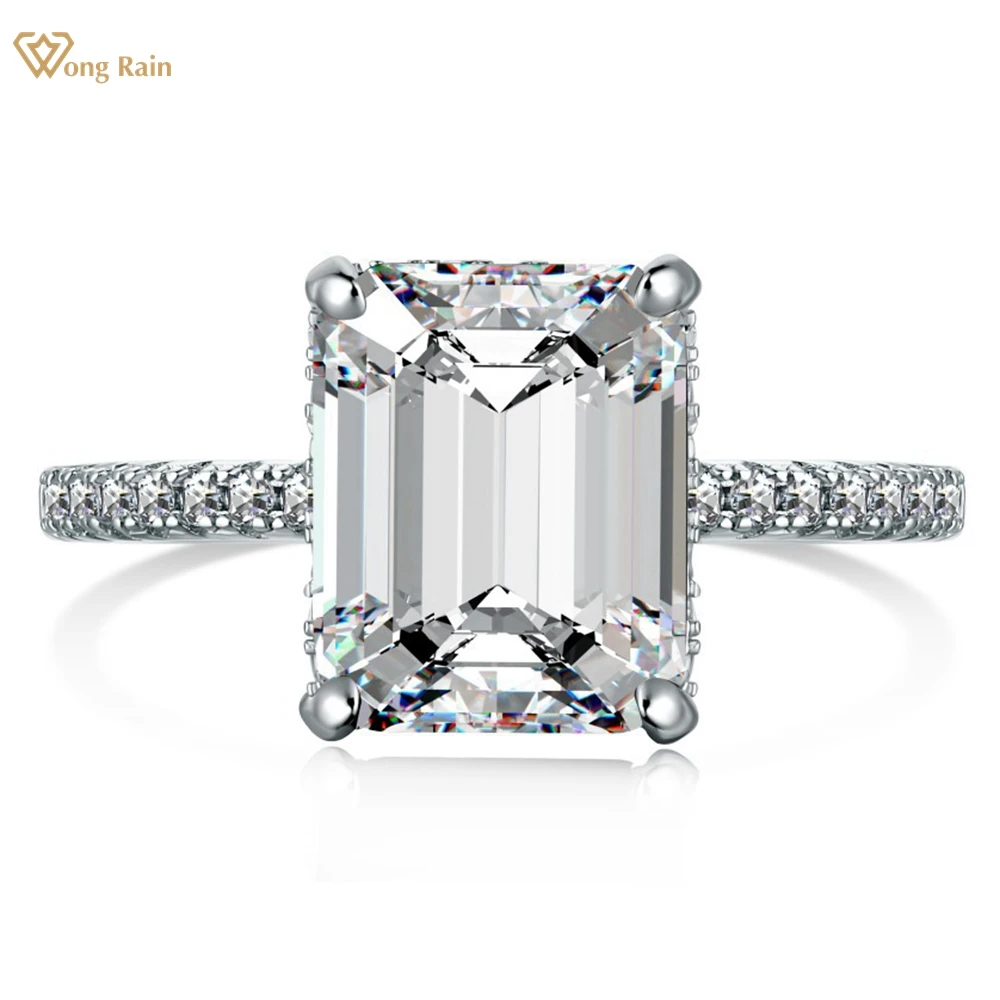 

Wong Rain 18K Gold Plated 925 Sterling Silver 4CT Emerald Cut High Carbon Diamond Gemstone Engagement Jewelry Ring Wholesale