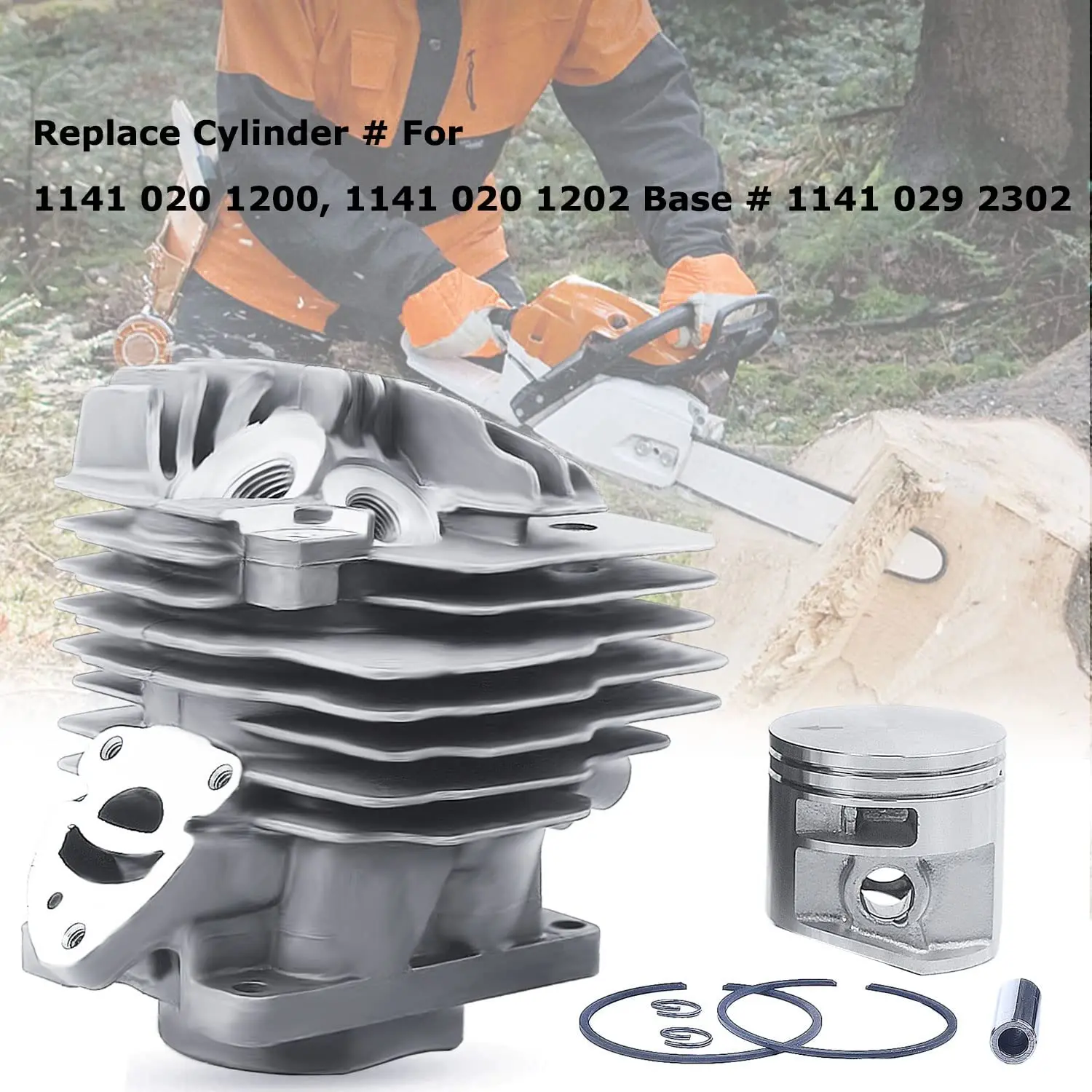 Imagem -03 - Cilindro Pistão Base Juntas Topo Final Reconstruir Kit para Stihl Ms261 Ms261c ms 261 Motosserra Peças 44.7 mm