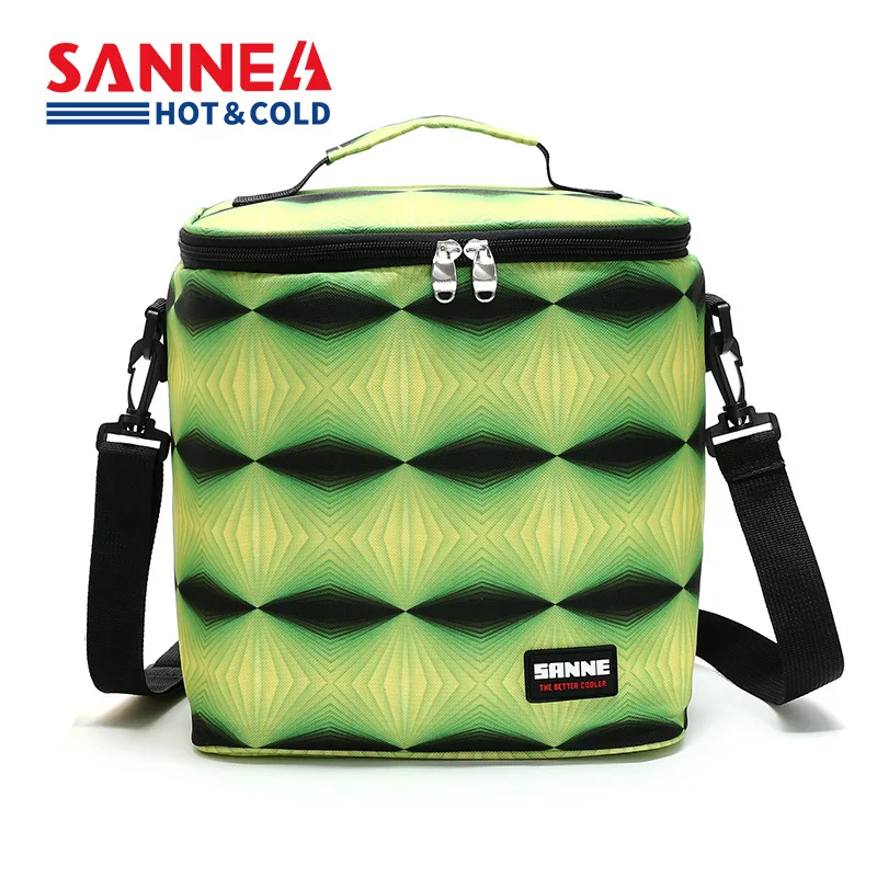 SANNE 10L Portable Thermal Insulated Lunch Bag Thickened 600D Waterproof Oxford Cloth Box Cooler Reusable Picnic Bag