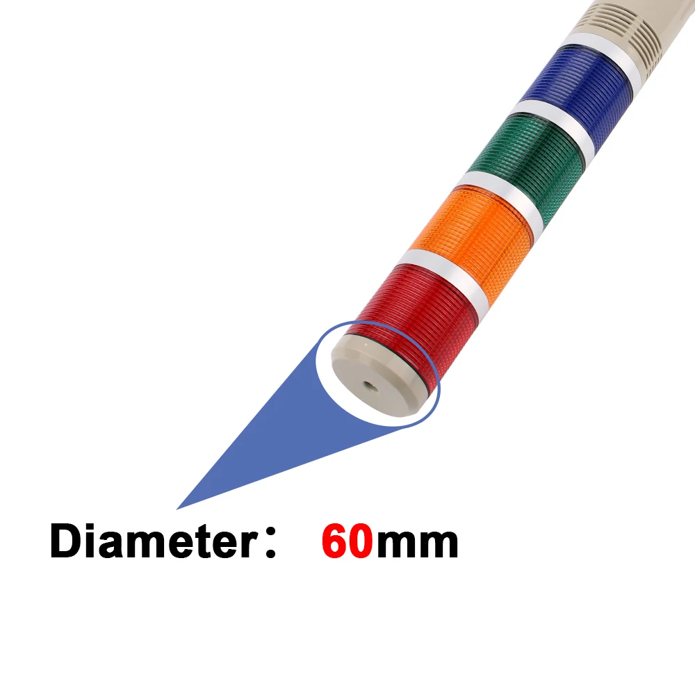 60 мм вращающийся DC12 В/24 В промышленный многослойный предупредительный сигнал башня стек лампа сигнализация окупационная машина AC110V/220V зуммер