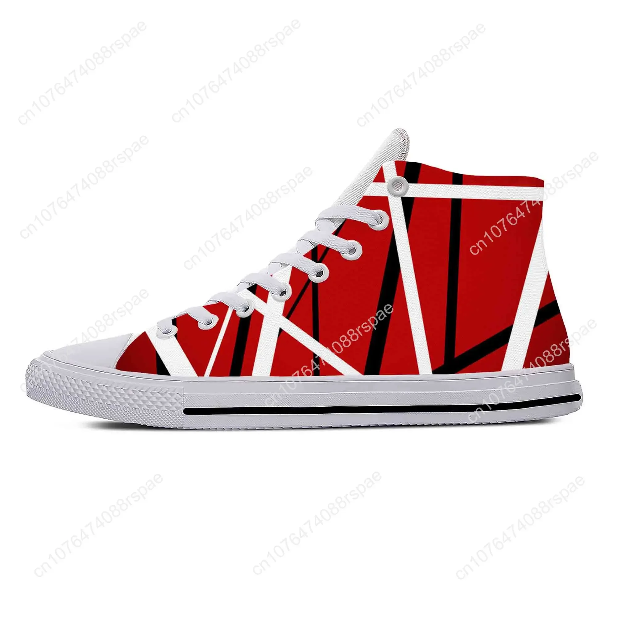 Evh 5150 High Top Sneakers para homens e mulheres, sapatos de pano casuais, respirável, leve, listras, metal, música rock, banda, impressão 3D, quente